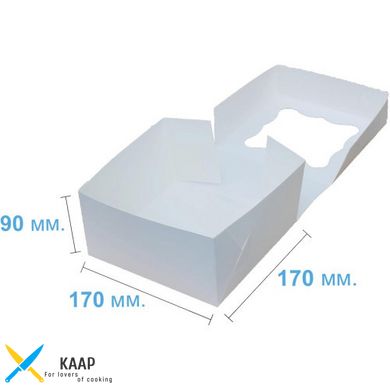 Коробка для капкейков, кексов и мафинов на 4 шт. 170х170х90 мм белая картонная (бумажная)