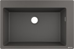 Мийка кухонна S51, граніт, прямокутник, без крила, 770х510х190мм, чаша - 1, накладна, S510-F660, сірий камінь Hansgrohe