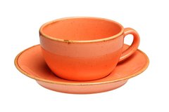 Чашка с блюдцем 200 мл., 16 см. (322125.O+132115.O) фарфоровая, оранжевая в точку Seasons Orange,