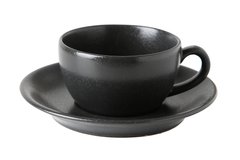 Чашка с блюдцем 200мл. фарфоровая, черная Seasons Black, Porland (322125.Bl+ 132115.Bl)