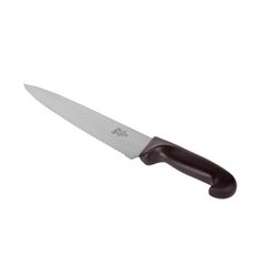 Кухонный нож поварской зубчатый 25 см. CAPCO с черной пластиковой ручкой