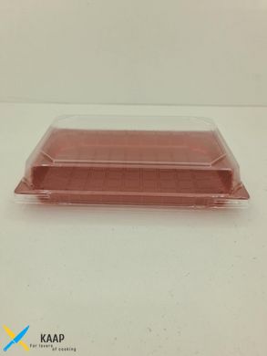 Контейнер для холодных блюд (суши) 225х150х45 мм полистирольный черный/красный с прозрачной крышкой