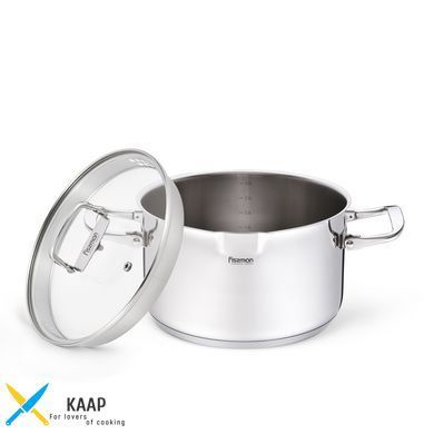 Каструля з нержавіючої сталі без покриття 3,5 л, Fissman з кришкою