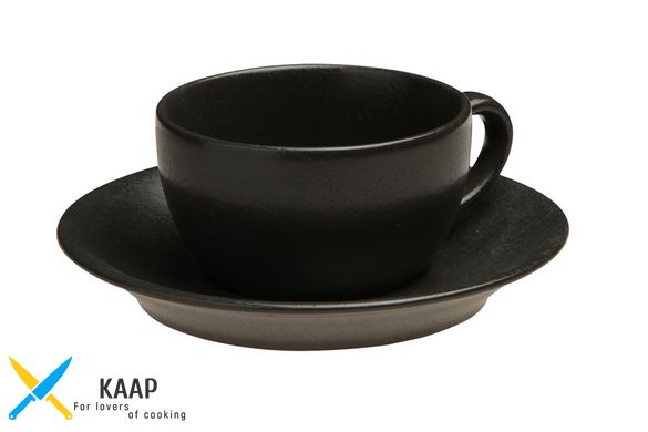 Чашка із блюдцем 200мл. порцелянова, чорна Seasons Black, Porland (322125.Bl+ 132115.Bl)