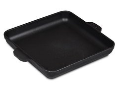 Сковорода порційна Brizoll чавунна квадратна 18х18х2.5 см. чорна з ручками (H181825)
