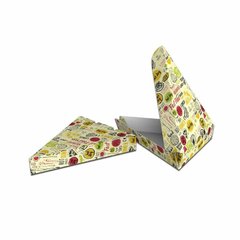 Коробка-треугольник для куска пиццы, пирога 210х180х35 мм бумажная цветная светлая с рисунком