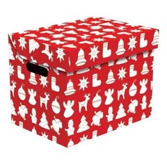 Ящик для зберігання картонний ONE, Різдво 34х25х26 см, червоний