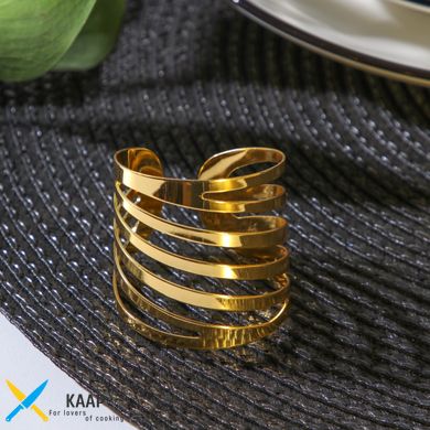 Кольцо для салфеток банкетных 3,6х3,8 см металлическое золотистое "Золотой браслет" DL21012693-1; 02-0033