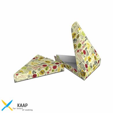 Коробка-трикутник для шматка піци, пирога 210х180х35 мм паперова кольорова світла з малюнком