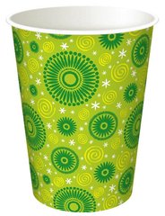 Склянка одноразова 250 мл 76х90 мм паперова з малюнком Обстракція зелена