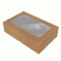 Коробка для суши (суши бокс) и сладостей 200х130х50 мм Maxi Крафт c окошком бумажная