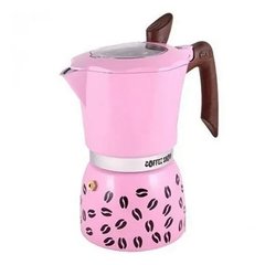 Гейзерна кавоварка рожева на 2 чашки COFFEE SHOW GAT