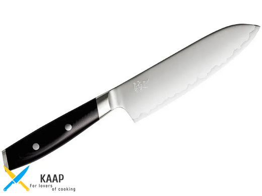 Кухонный нож Сантока 16,5 см. MON, Yaxell с черной ручкой из Канва-Микарта (36301)