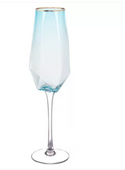 Келих для шампанського 350 мл. "Блакитний діамант" із золотим обідком Olens XD01