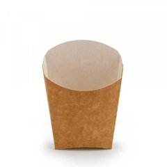 Коробка паперова для картоплини фрі S (мала) 70/65x100 мм. Крафт/білий на 130 грамів 60 гт/уп/уп