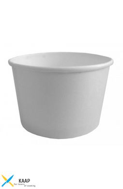 Контейнер бумажный одноразовый для супа/мороженого и других блюд белый 470 мл, Ǿ=110 мм, h=68 мм (крышка