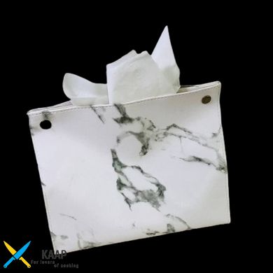Диспенсер для салфеток/салфетница 19 см из эко-кожи белый "Белый мрамор" DL21012700W