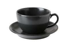 Чашка с блюдцем 320 мл., 16 см. (322134.Bl+132115.Bl) фарфоровая, черная в точку Seasons Black, Porland