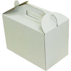 Коробка для торта с ручкой 245х145х175 мм белая картонная (бумажная)