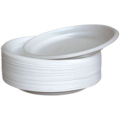 Тарелка одноразовая круглая 205 мм (20,5 см.) 100 шт/уп пластиковая, белая SafePro