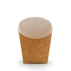 Коробка бумажная для картошки фри L (средняя) 70/65х125 мм. крафт/белый на 170 гра мм 50 шт/уп