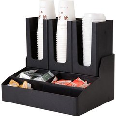 Диспенсер-органайзер для бумажных стаканов, сиропов и ингредиентов на 6 ячеек пластиковый черный