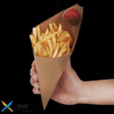 Упаковка под чуррос, картошку фри с соусником 8х20 см бумажная Крафт уголок