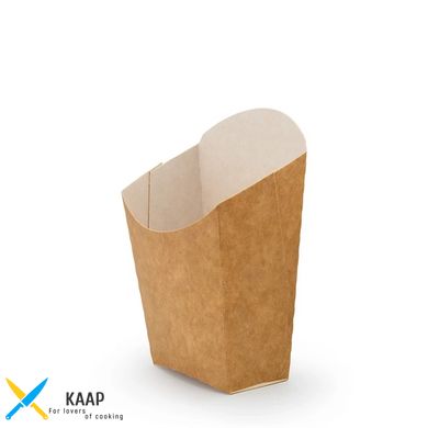 Коробка паперова для картоплі-фрі L (середня) 70/65х125 мм. крафт/білий на 170 гра мм 50 шт/уп