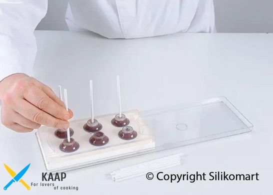 Набір силіконових форм "Куля на паличці" Silikomart (2 шт. для тістечка з кришкою та підставкою, d