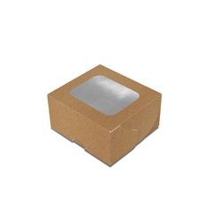 Коробка для сладостей/десертов 100х90х50 мм Mini Крафт c окошком бумажная