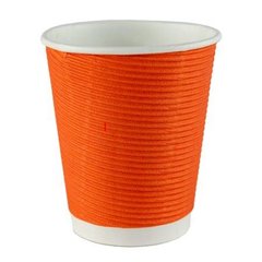 Стакан гофрированный бумажный одноразовый 110 мл 25 шт оранжевый (ripple)