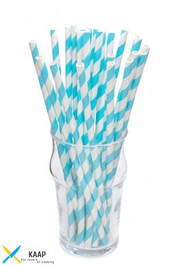 Трубочка для коктейля бумажная, диагональ 8 цветов 6×200 мм