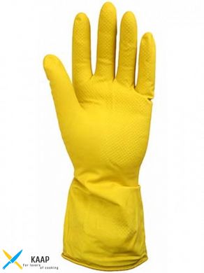 Перчатки латексные с хлопковым напылением S, M, L желтые Бонус