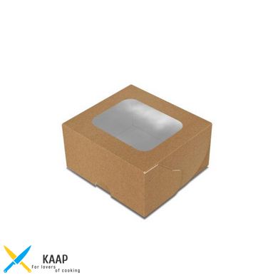 Коробка для солодощів/десертів 100х90х50 мм Mini Крафт з віконцем паперова