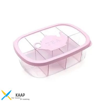 Емкость для хранения чайных пакетиков 8 делений, 28,5х20,5х8,5 см. пластиковая, розовая SNIPS (SN000