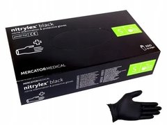 Перчатки одноразовые НИТРИЛОВЫЕ черные 100 шт Nitrylex S