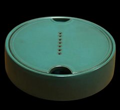 Столик для чайной церемонии (Чайный) круглый глиняный (на вид чугун) большой 24х5 см "Чангша" зеленый T0518
