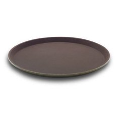 Поднос для официанта из стекловолокна нескользящий коричневый 28 см. круглый Winco