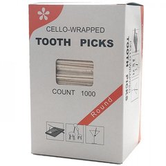Зубочистки в индивидуальной целлофановой упаковке 6,5 см. 1000 шт/уп. (25247)