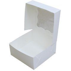 Коробка для печенья, пряников, зефира и конфет 130х130х60 мм белая, для пирожных картонная (бумажная)