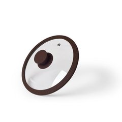 Крышка ARCADES 20 см с "мраморным" силиконовым ободком темно коричневый цвет (жаропрочное стекло)