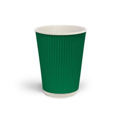 Склянки гофровані для гарячих напоїв 350 мл 25 шт. зелені D90 Ripple