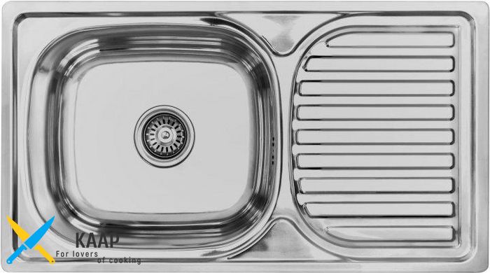 Мийка для кухні прямокутна 0,8 мм, нержавіюча сталь, 760х420х180 декор (в комплекті сифон) Lemax LE-5004DE