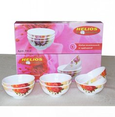 Набор салатников из стеклокерамики с цветочным декором HLS 6 шт (7412)