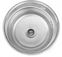 Мийка для кухні кругла 0,8 мм, нержавіюча сталь, 510х510х180 декор (в комплекті сифон) Lemax E-5014DE