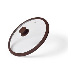 Крышка ARCADES 24 см с "мраморным" силиконовым ободком темно коричневый цвет (жаропрочное стекло)