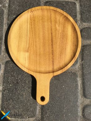 Доска деревянная для подачи 22х2 см "Сковорода" круглая в ручкой с углублением из акации