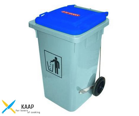 Бак для сміття на колесах з педаллю 100 л., 49х52,5х80 см. з синьою кришкою Araven