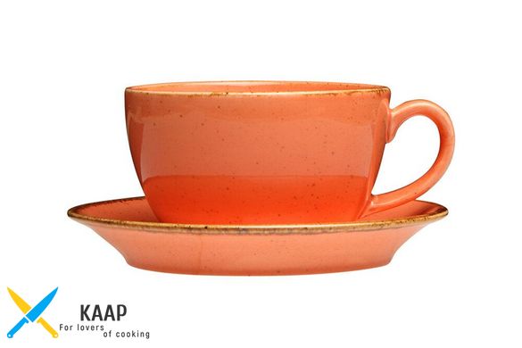 Чашка з блюдцем 320 мл., 16 см. порцелянова, помаранчева в крапку Seasons Orange, Porland