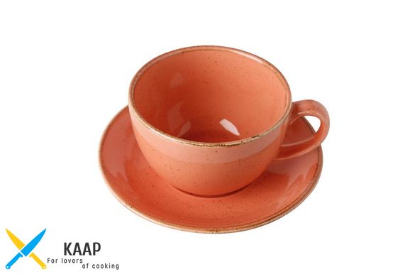 Чашка з блюдцем 320 мл., 16 см. порцелянова, помаранчева в крапку Seasons Orange, Porland
